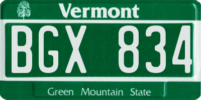 VT license plate BGX834
