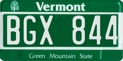 VT license plate BGX844