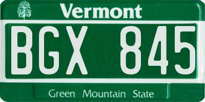 VT license plate BGX845