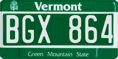 VT license plate BGX864