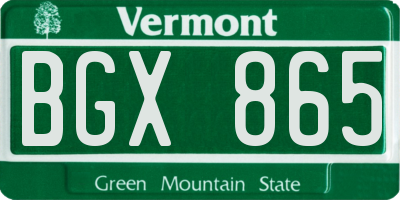 VT license plate BGX865
