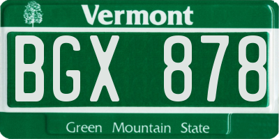 VT license plate BGX878