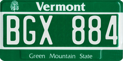 VT license plate BGX884