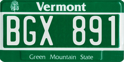 VT license plate BGX891