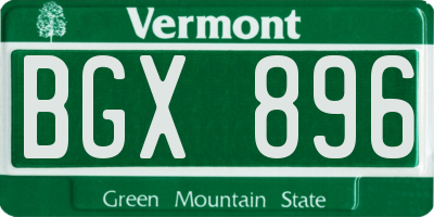 VT license plate BGX896