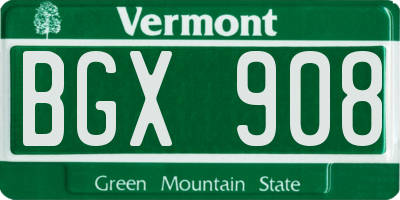 VT license plate BGX908