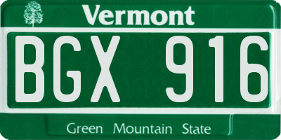 VT license plate BGX916