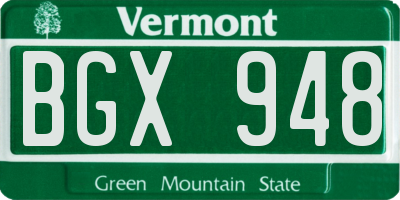 VT license plate BGX948