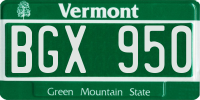 VT license plate BGX950