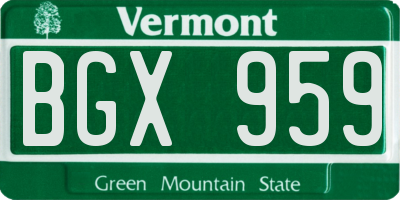 VT license plate BGX959