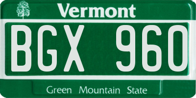 VT license plate BGX960