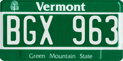 VT license plate BGX963