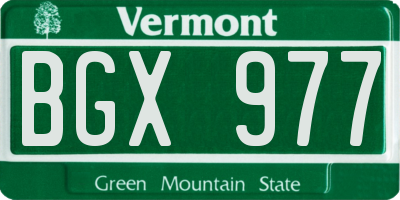 VT license plate BGX977
