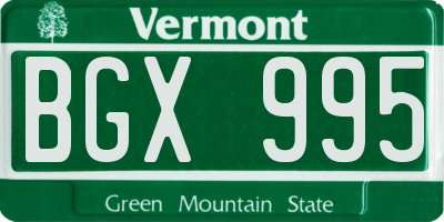 VT license plate BGX995