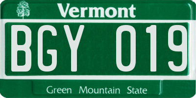 VT license plate BGY019