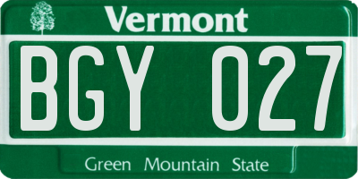 VT license plate BGY027