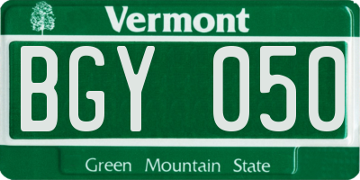 VT license plate BGY050