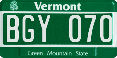 VT license plate BGY070