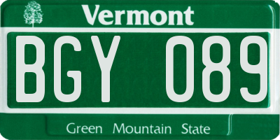 VT license plate BGY089