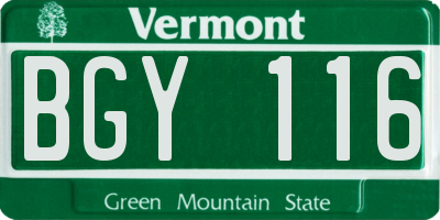 VT license plate BGY116