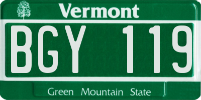 VT license plate BGY119