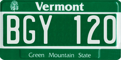 VT license plate BGY120