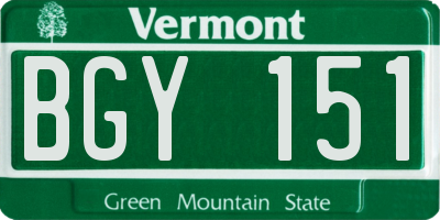 VT license plate BGY151