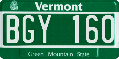 VT license plate BGY160