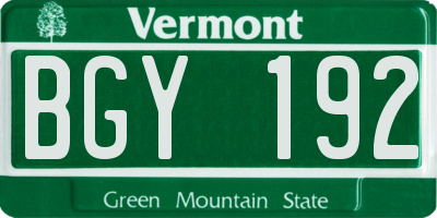 VT license plate BGY192