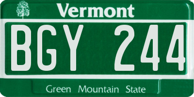 VT license plate BGY244