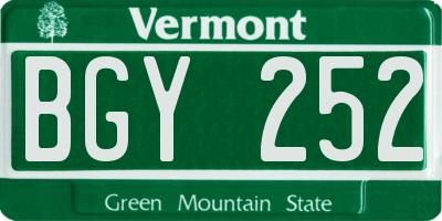 VT license plate BGY252