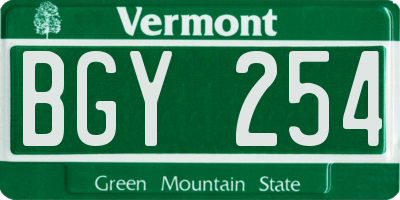 VT license plate BGY254
