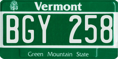 VT license plate BGY258