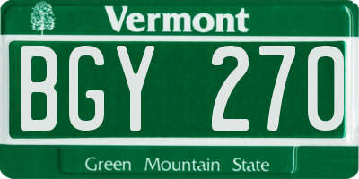 VT license plate BGY270