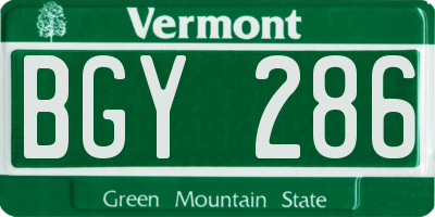 VT license plate BGY286