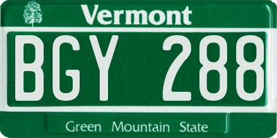 VT license plate BGY288