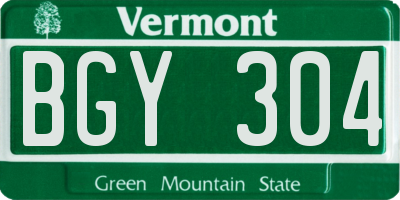 VT license plate BGY304