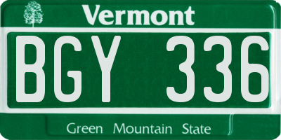 VT license plate BGY336