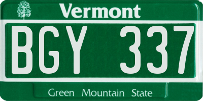 VT license plate BGY337