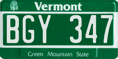 VT license plate BGY347