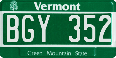 VT license plate BGY352