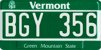 VT license plate BGY356