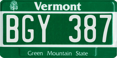 VT license plate BGY387