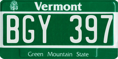 VT license plate BGY397