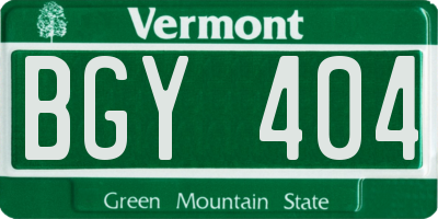 VT license plate BGY404