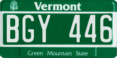 VT license plate BGY446