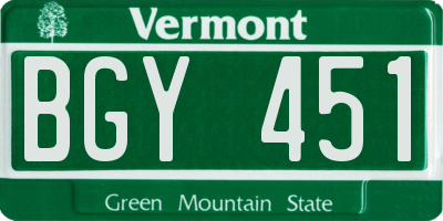 VT license plate BGY451