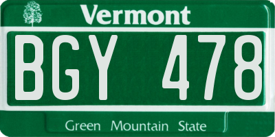 VT license plate BGY478