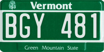 VT license plate BGY481