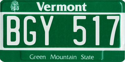VT license plate BGY517